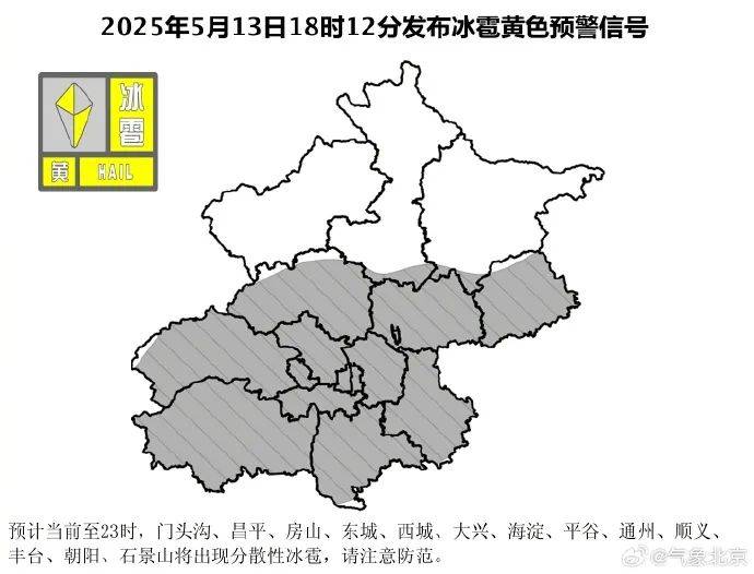 北京多地冰雹，有的像鸡蛋那么大！官方紧急提醒：可能造成雹灾